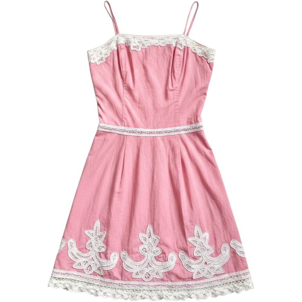 XOXO Collection Fit & Flare Dress Womens 9 Pink Lace Cottagecore Coquette Retro